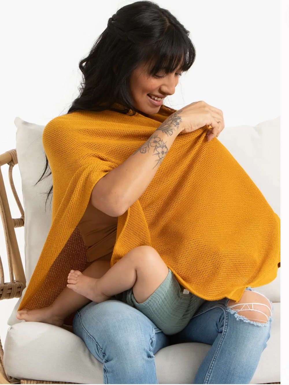 We Are Amma Cocoon Nursing Breast Feeding Shirt Knit Color Honey Yellow